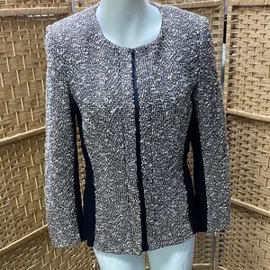 Lafayette 148 New York Black and White Textured Blazer